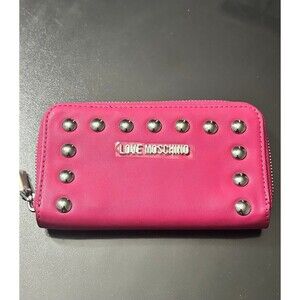 LOVE MOSCHINO Never Used Wallet Dark Pink Studded